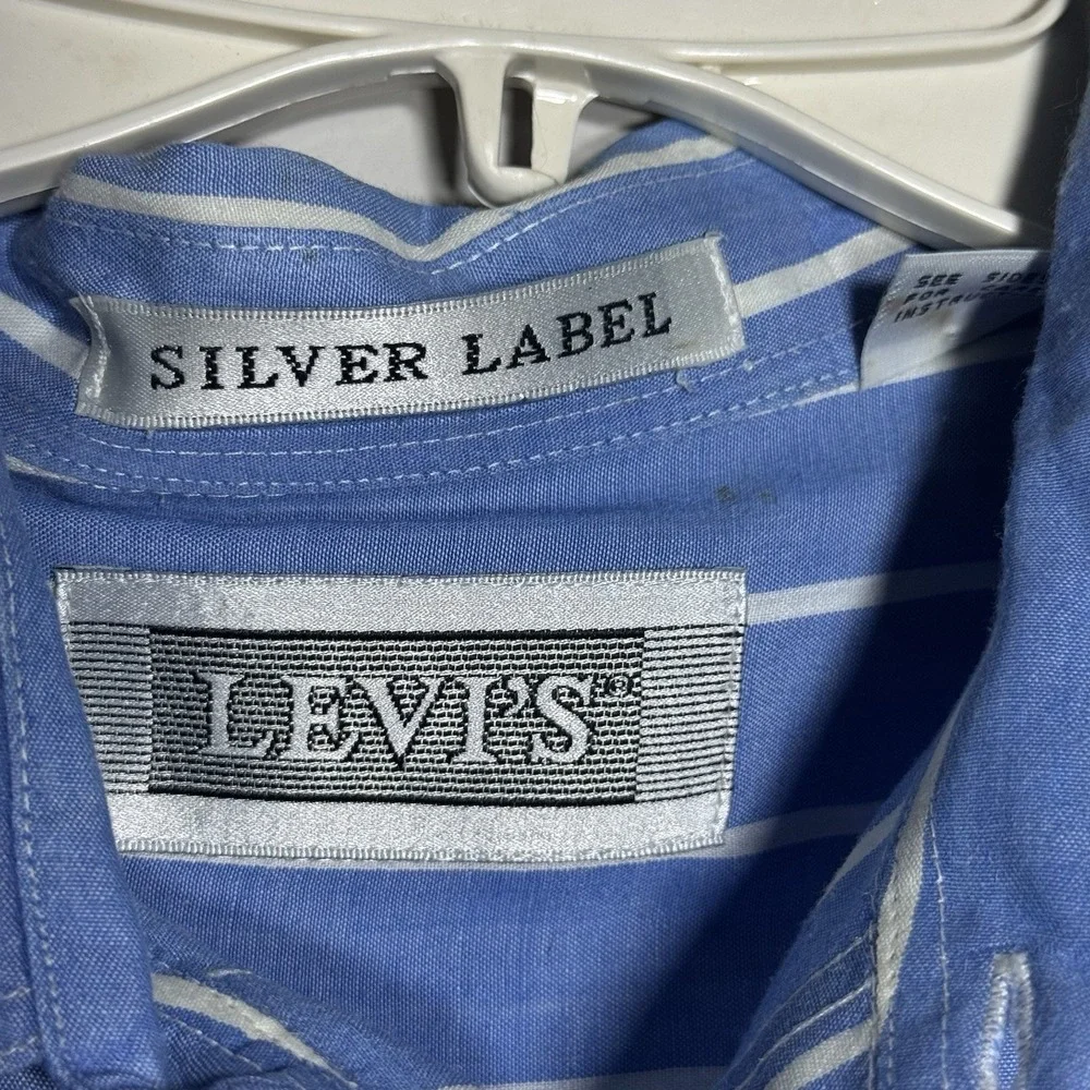 Vintage Levi's Silver Label Striped Short Sleeve Button Shirt L Korea 80s 90s
